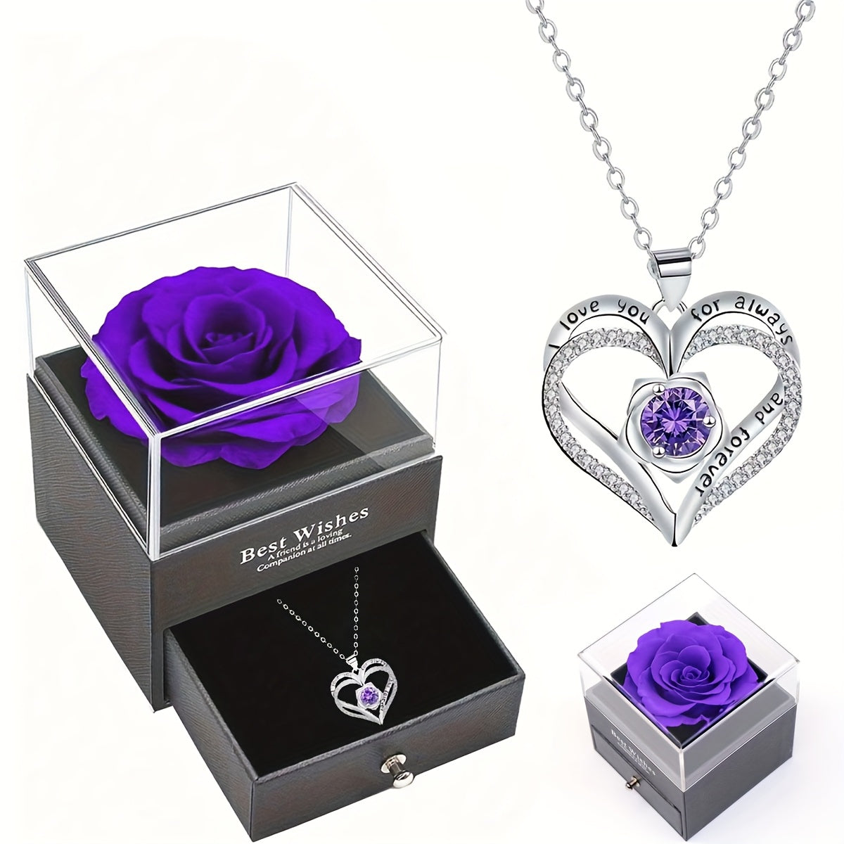 Naszyjnik w pudełku prezentowym z różą